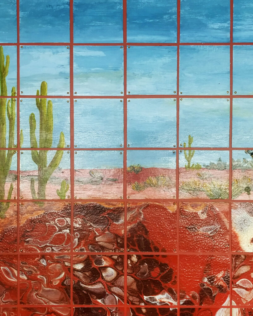 Geometrische Landschaft Wüstenszene mit Kaktus