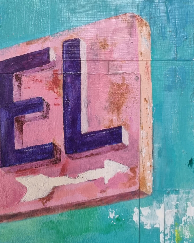 Motel, Straßenschild, Upcycling Kunst, Annett Wagner