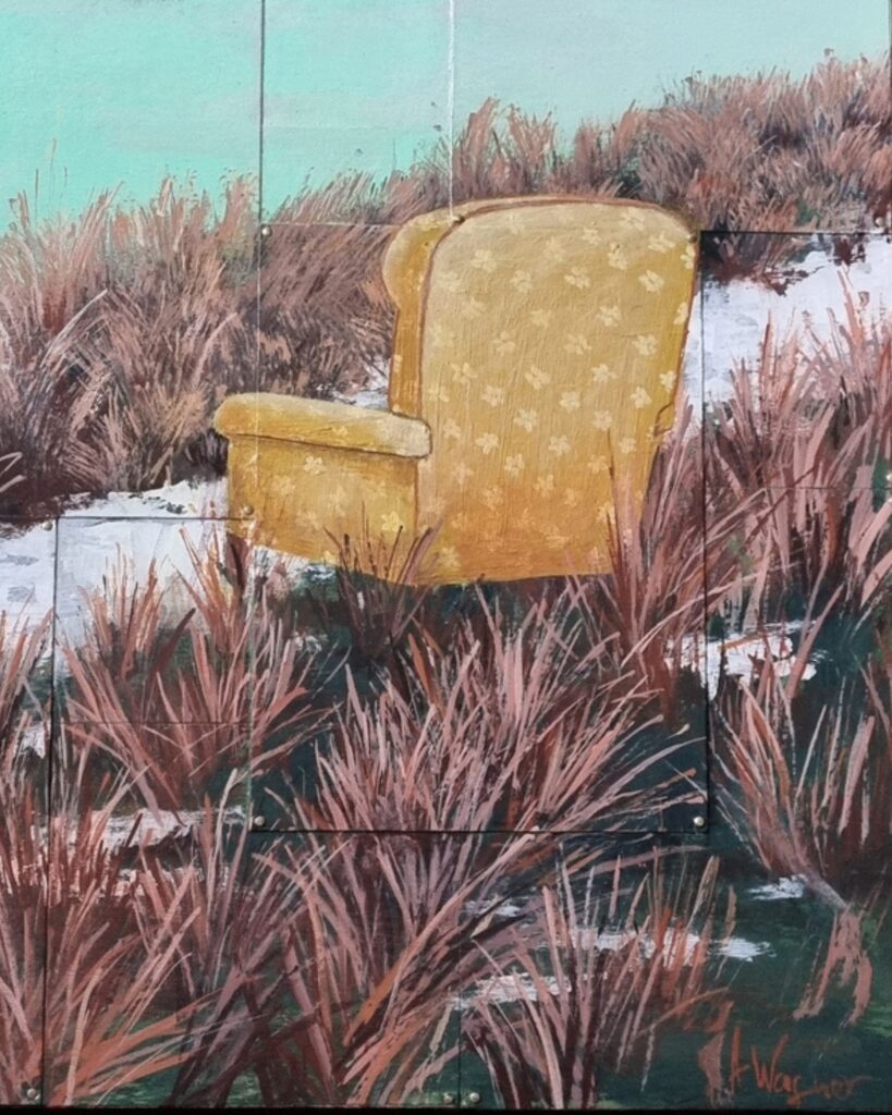 Sessel in Landschaft, Slow Living Art von Annett Wagner