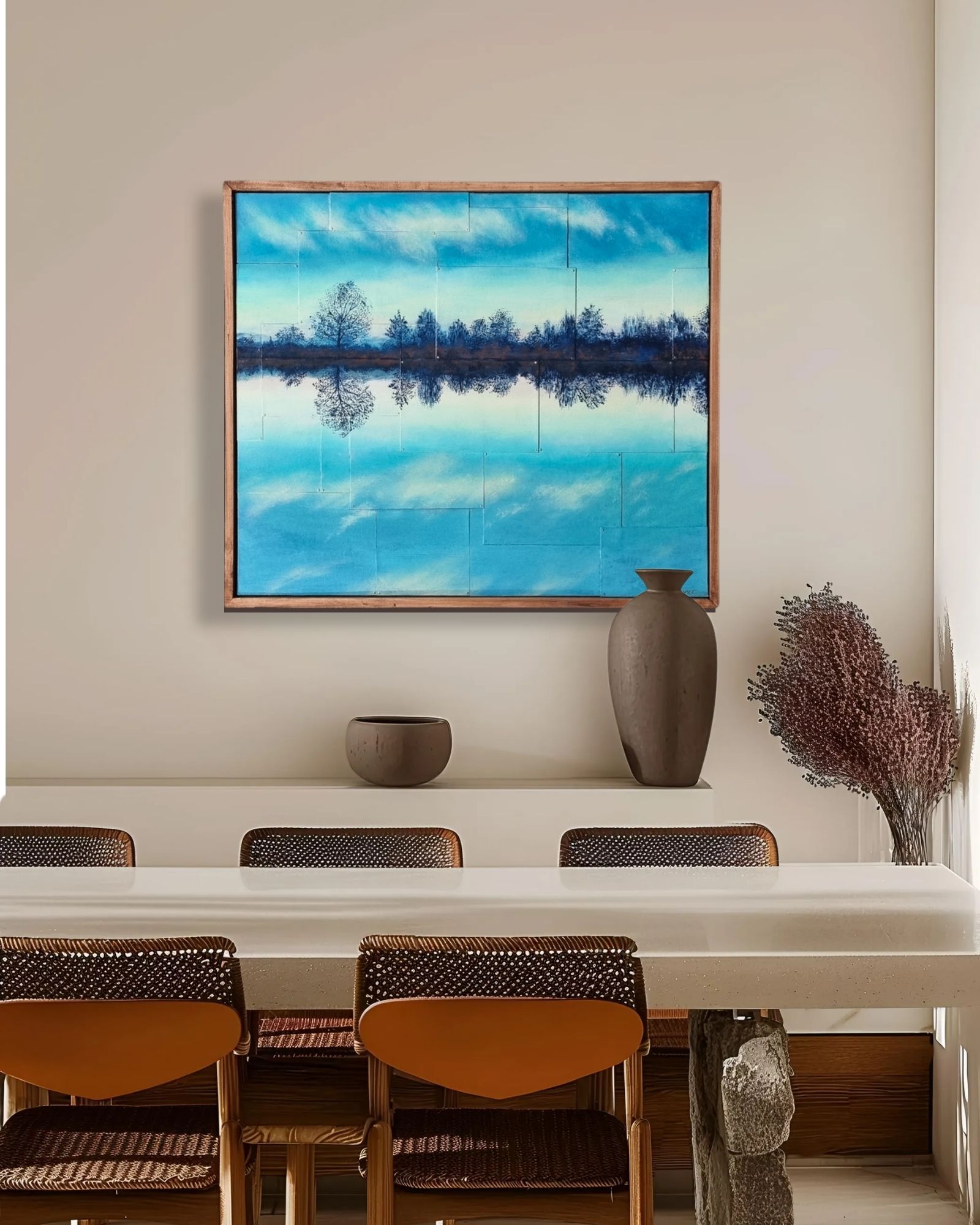 Wasserspiegelung von Baumreihe der Künstlerin Annett Wagner