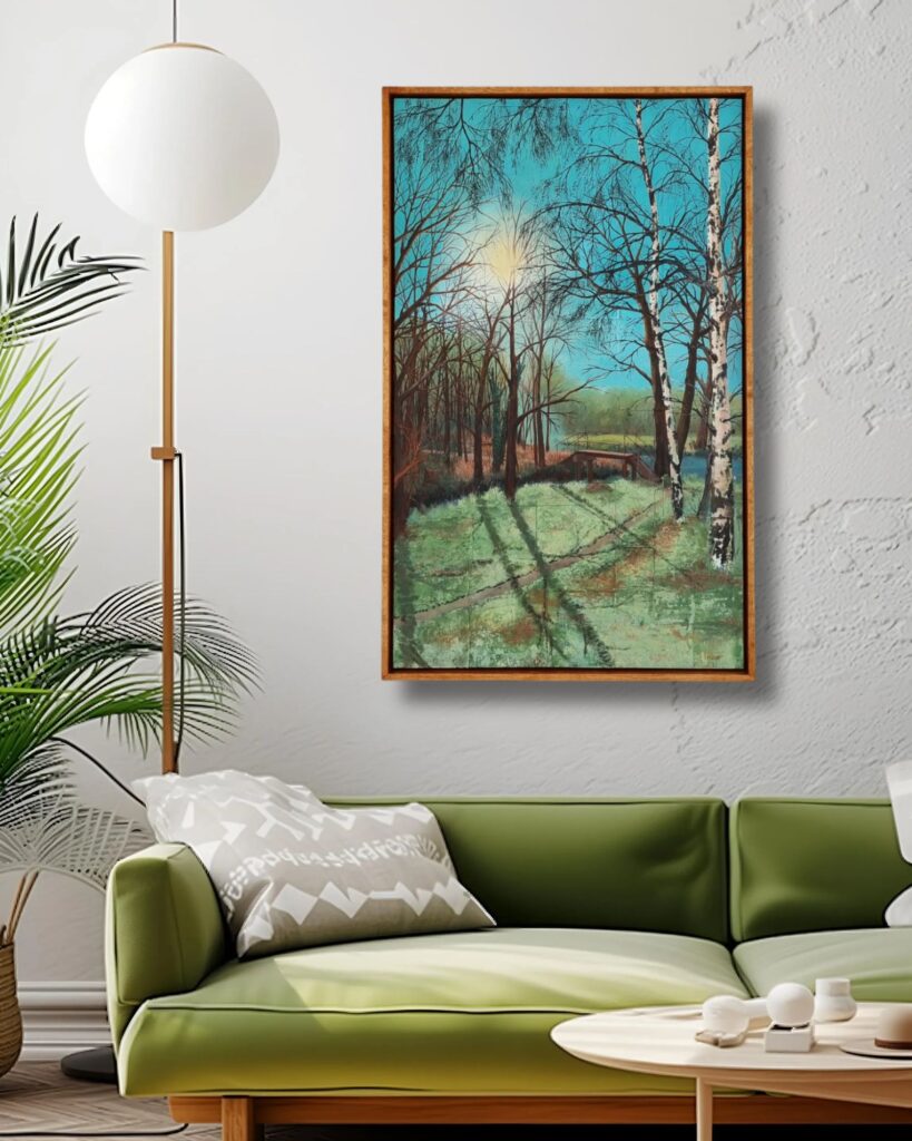 Landschaft im Gegenlicht, Sonnenstrahlen, Bäume